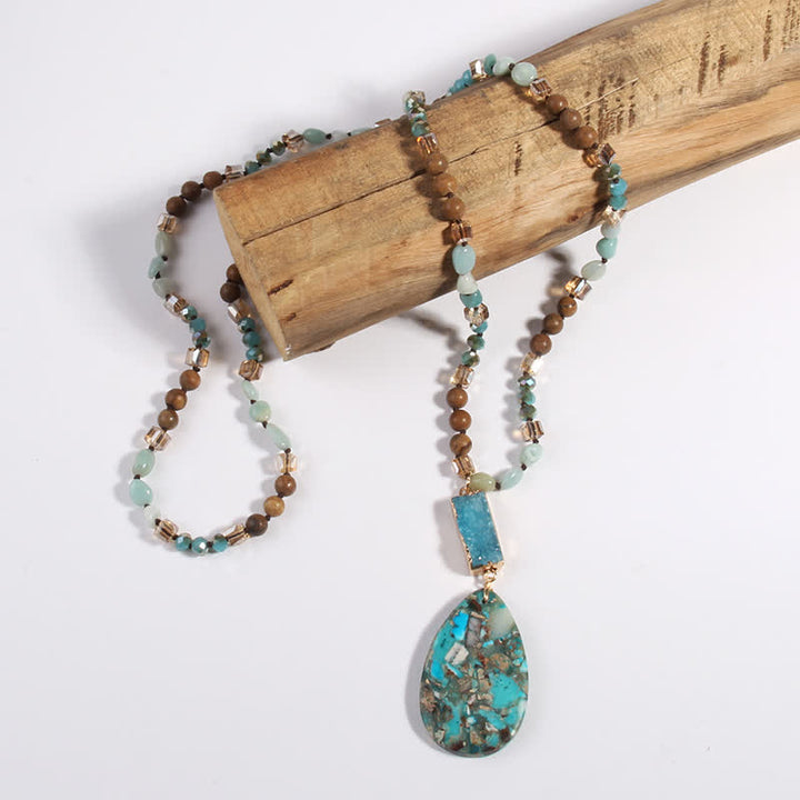 Collier pendentif goutte en cristal de perles de pierre empereur Olivenorma
