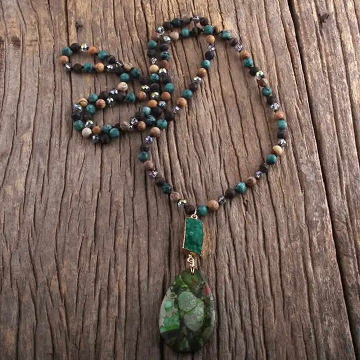 Collier pendentif goutte en cristal de perles de pierre empereur Olivenorma