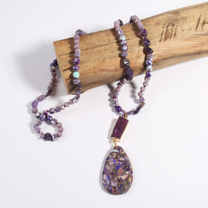 Collier pendentif goutte en cristal de perles de pierre empereur Olivenorma