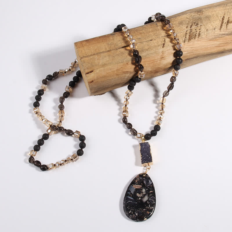 Collier pendentif goutte en cristal de perles de pierre empereur Olivenorma