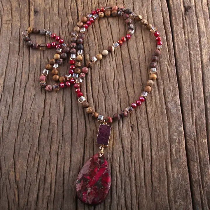 Collier pendentif goutte en cristal de perles de pierre empereur Olivenorma