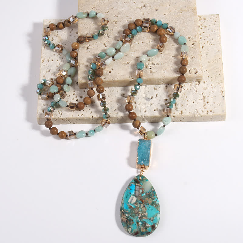 Collier pendentif goutte en cristal de perles de pierre empereur Olivenorma