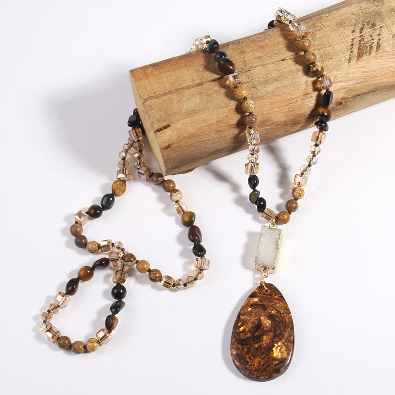 Collier pendentif goutte en cristal de perles de pierre empereur Olivenorma