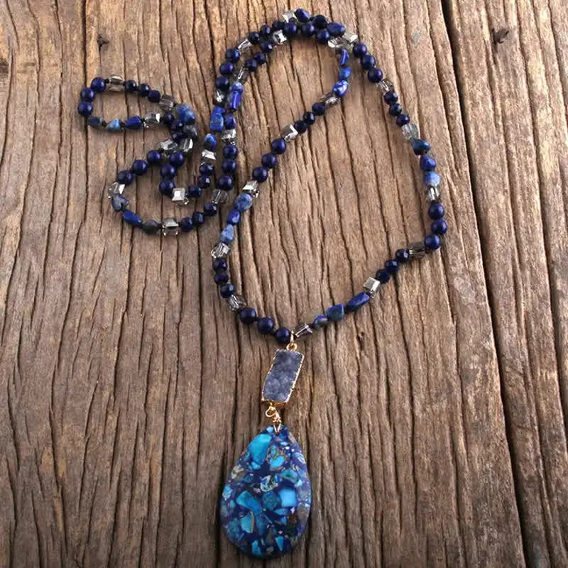 Collier pendentif goutte en cristal de perles de pierre empereur Olivenorma