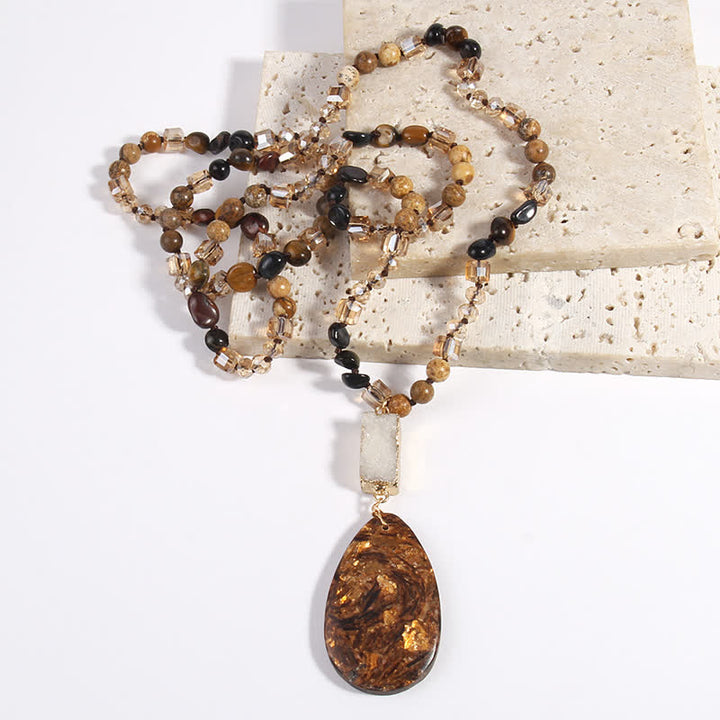Collier pendentif goutte en cristal de perles de pierre empereur Olivenorma