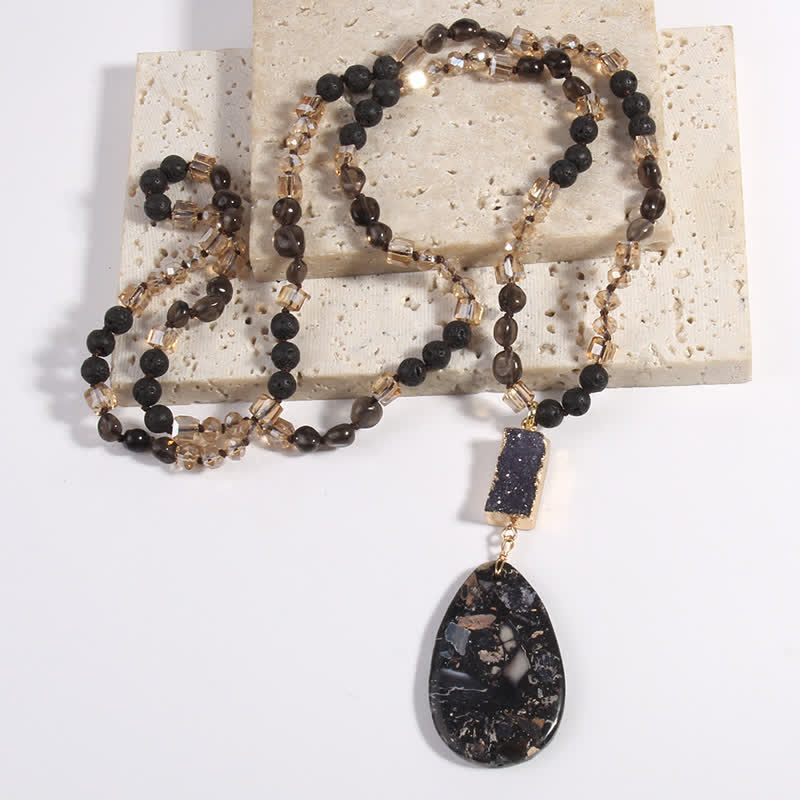 Collier pendentif goutte en cristal de perles de pierre empereur Olivenorma