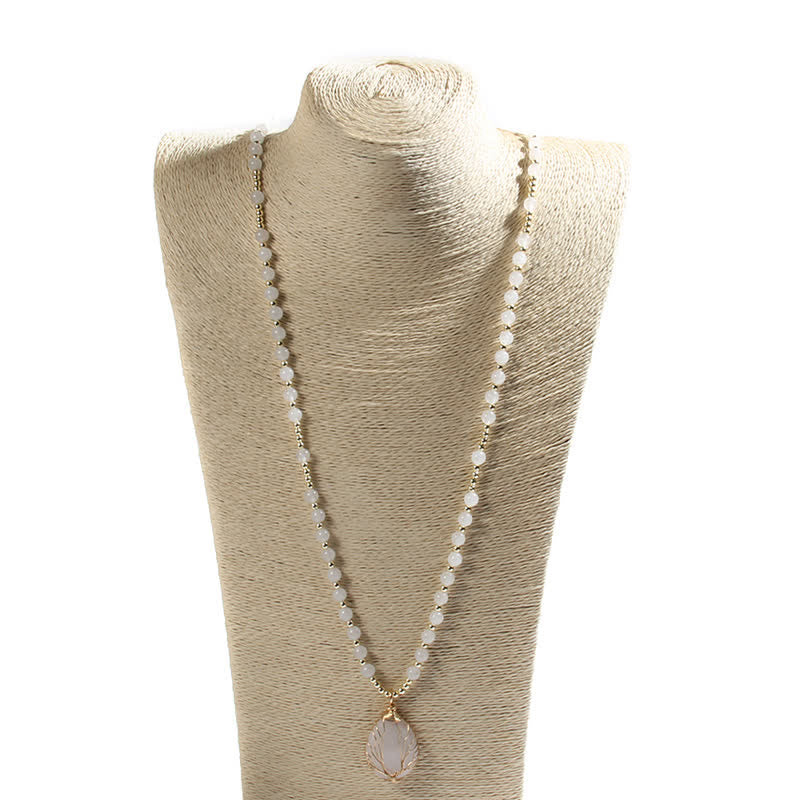 Collier avec pendentif en forme de goutte d'arbre de vie en perles de pierre Olivenorma