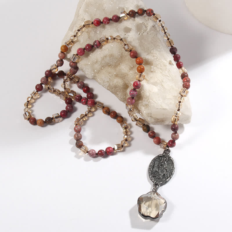 Collier avec pendentif ange en perles de cristal naturel Olivenorma