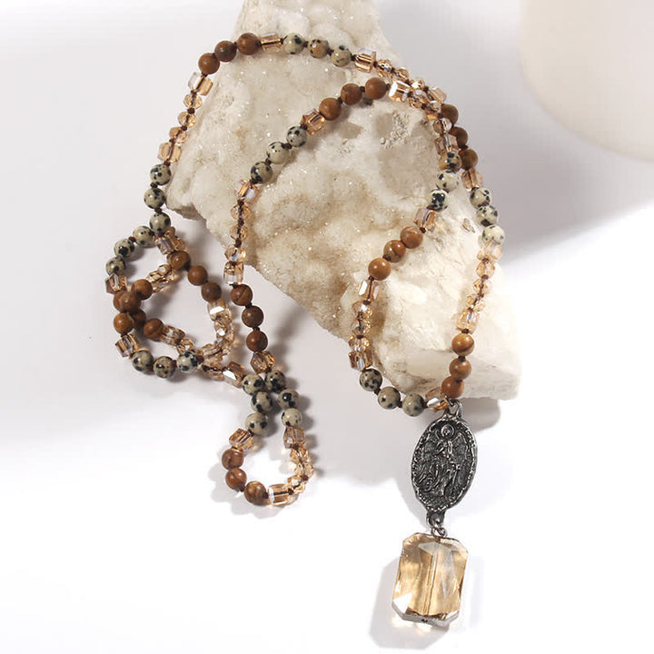Collier avec pendentif ange en perles de cristal naturel Olivenorma