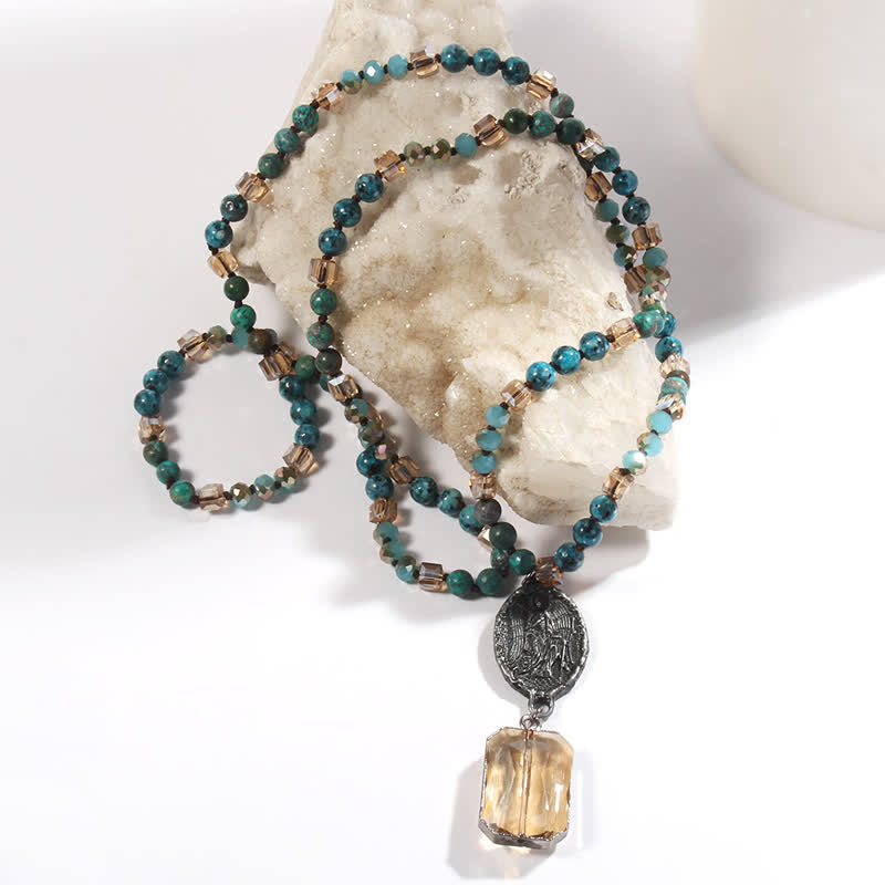 Collier avec pendentif ange en perles de cristal naturel Olivenorma