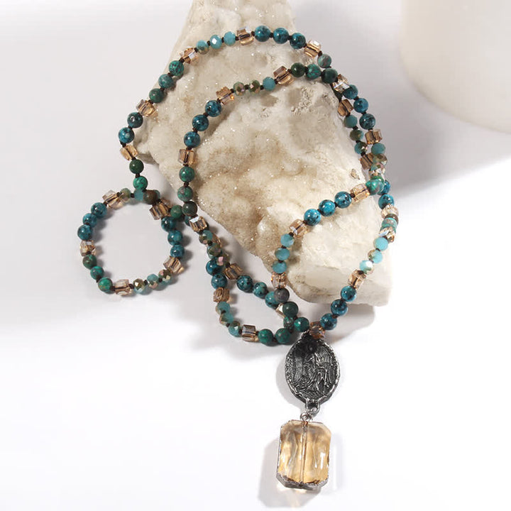 Collier avec pendentif ange en perles de cristal naturel Olivenorma