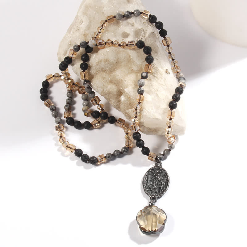 Collier avec pendentif ange en perles de cristal naturel Olivenorma