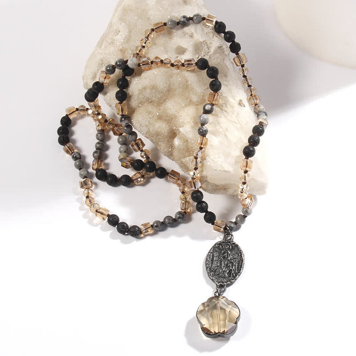 Collier avec pendentif ange en perles de cristal naturel Olivenorma