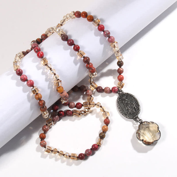 Collier avec pendentif ange en perles de cristal naturel Olivenorma
