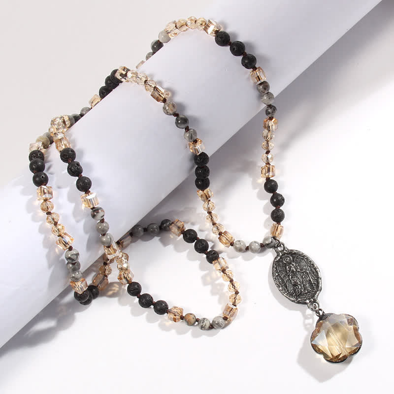 Collier avec pendentif ange en perles de cristal naturel Olivenorma