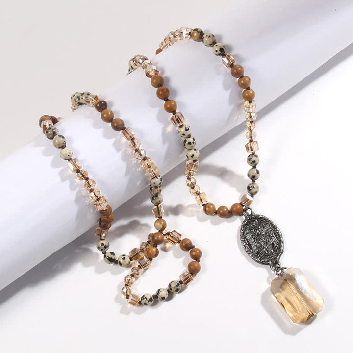 Collier avec pendentif ange en perles de cristal naturel Olivenorma