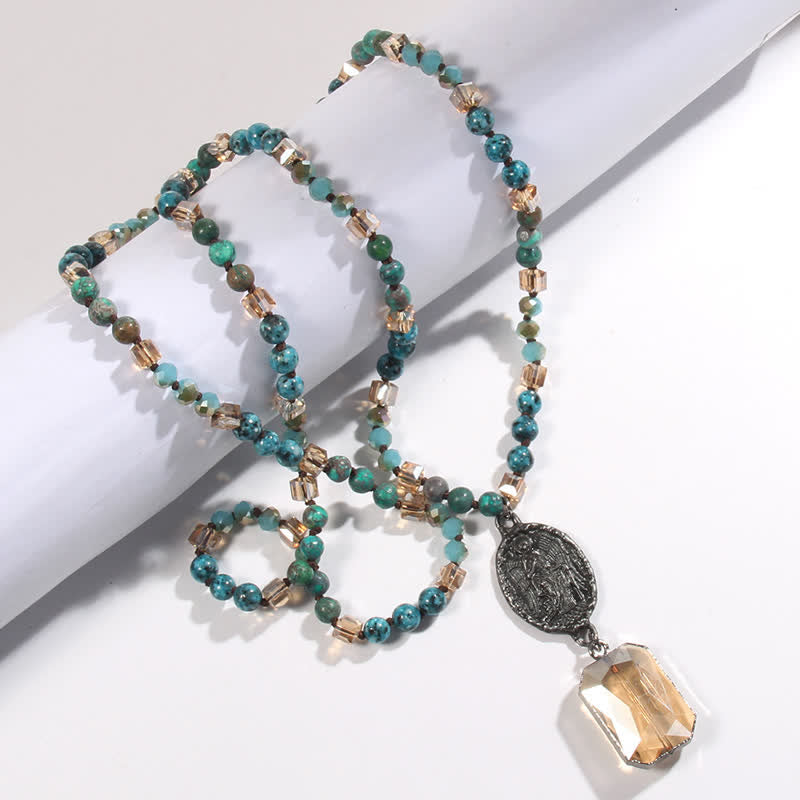 Collier avec pendentif ange en perles de cristal naturel Olivenorma