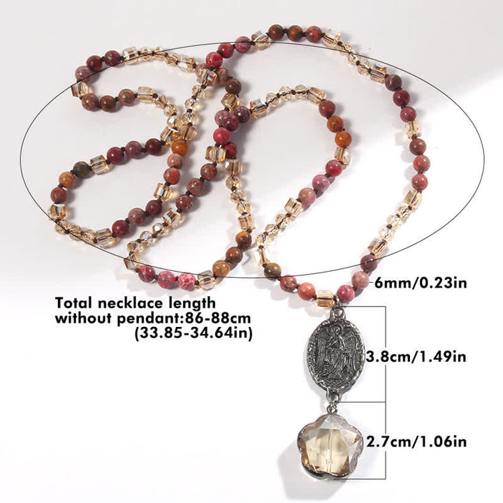 Collier avec pendentif ange en perles de cristal naturel Olivenorma