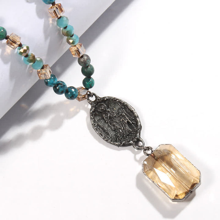 Collier avec pendentif ange en perles de cristal naturel Olivenorma