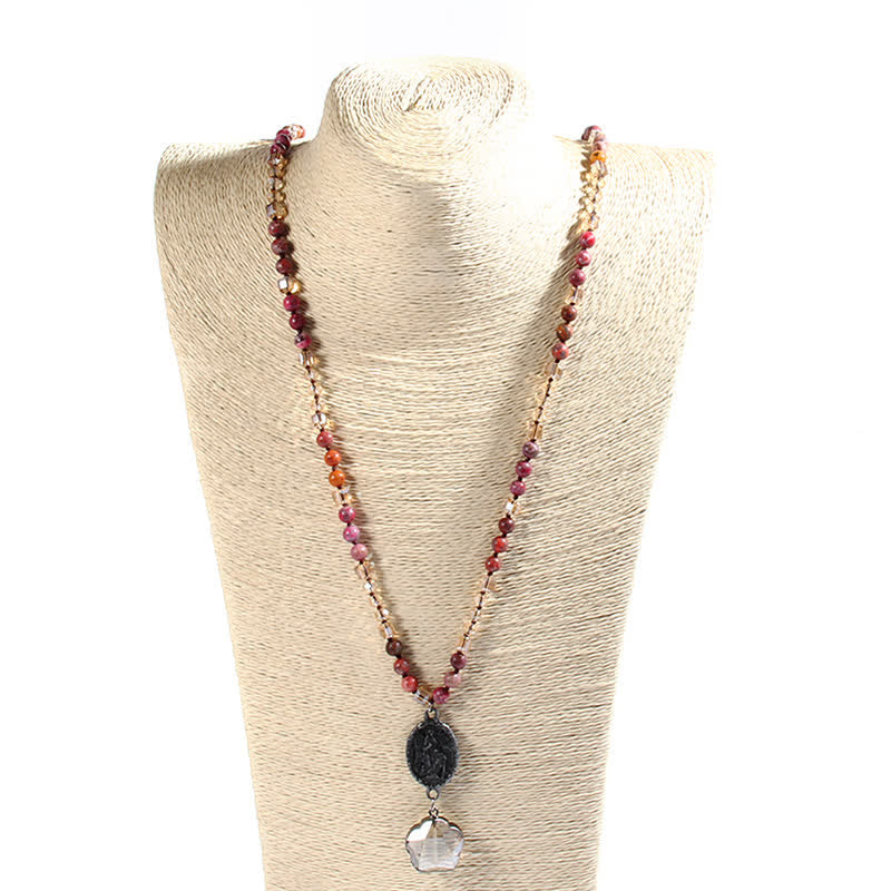 Collier avec pendentif ange en perles de cristal naturel Olivenorma