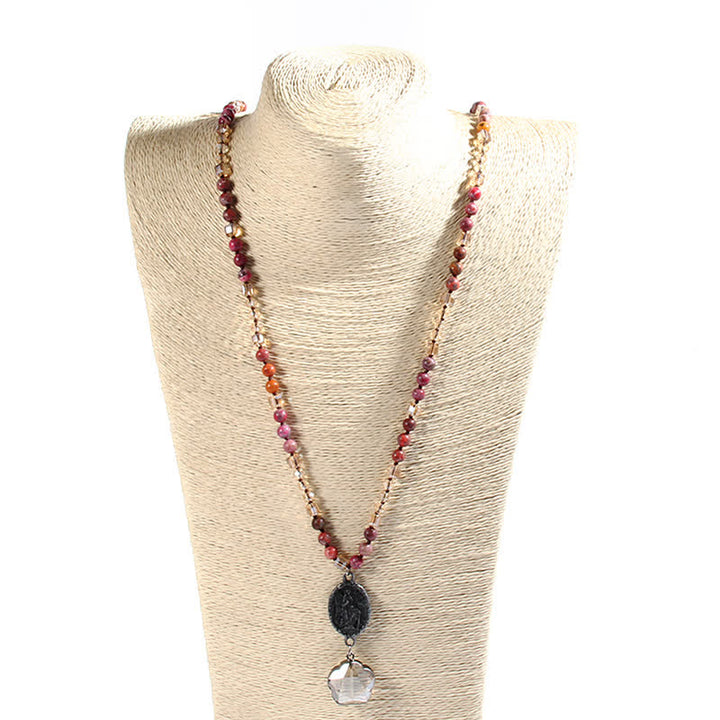 Collier avec pendentif ange en perles de cristal naturel Olivenorma