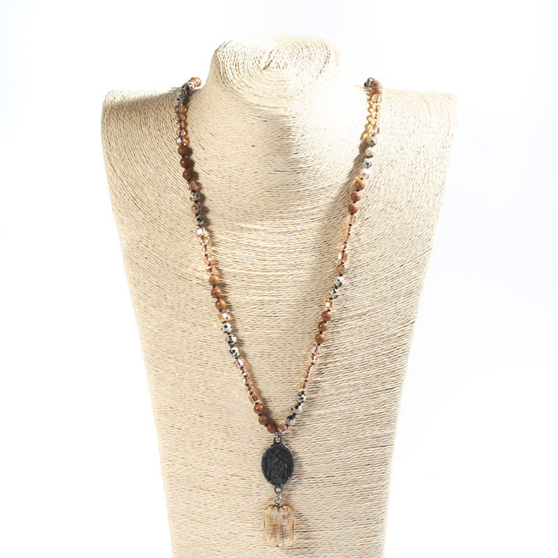 Collier avec pendentif ange en perles de cristal naturel Olivenorma