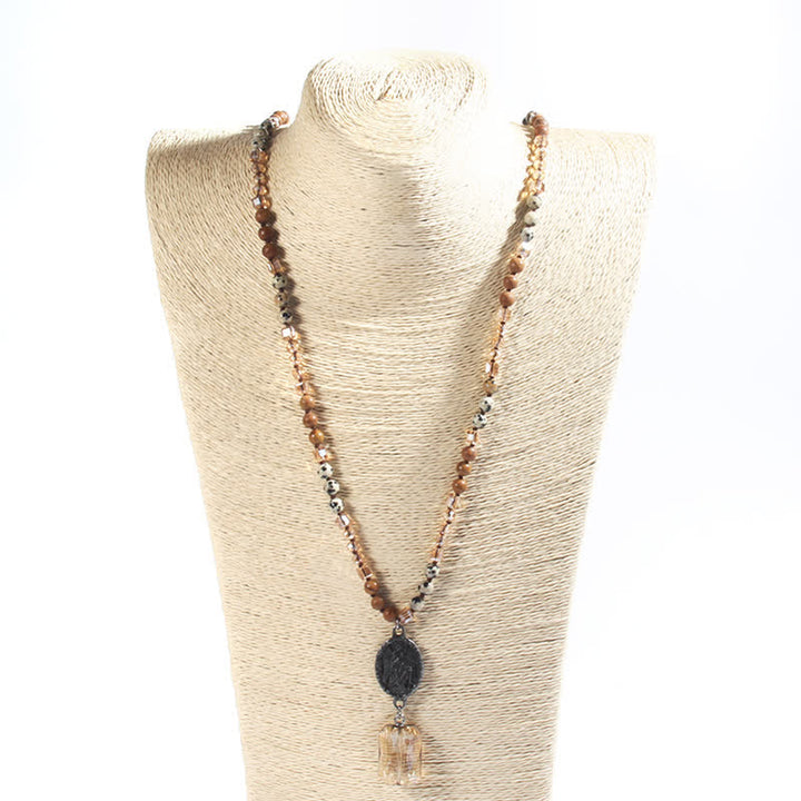 Collier avec pendentif ange en perles de cristal naturel Olivenorma