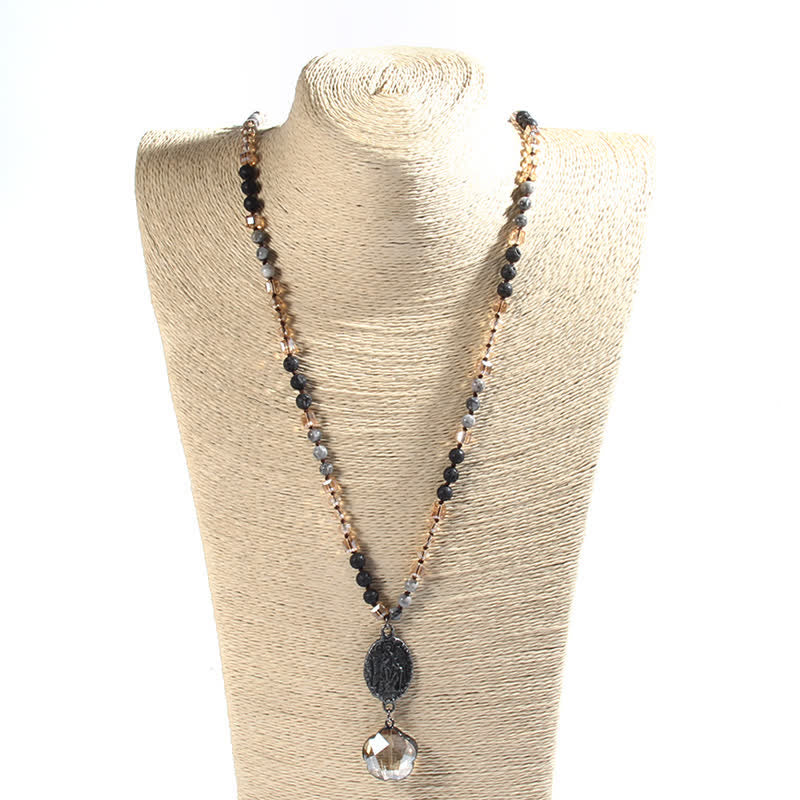 Collier avec pendentif ange en perles de cristal naturel Olivenorma