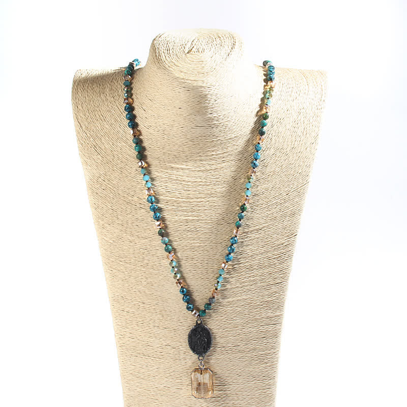 Collier avec pendentif ange en perles de cristal naturel Olivenorma