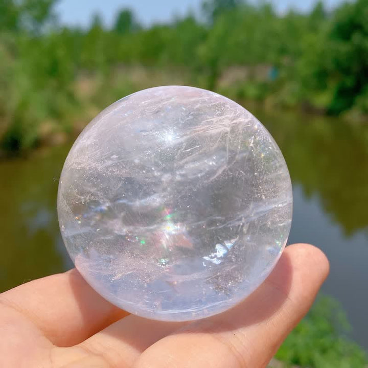 Sphère de cristal de quartz transparent naturel Olivenorma