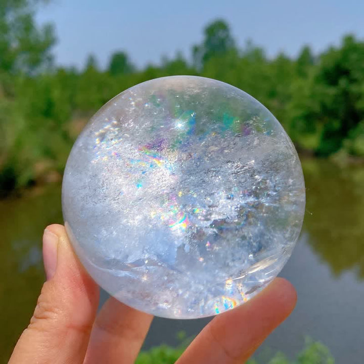 Sphère de cristal de quartz transparent naturel Olivenorma