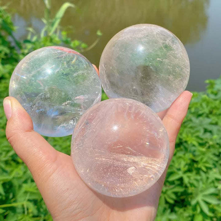 Sphère de cristal de quartz transparent naturel Olivenorma