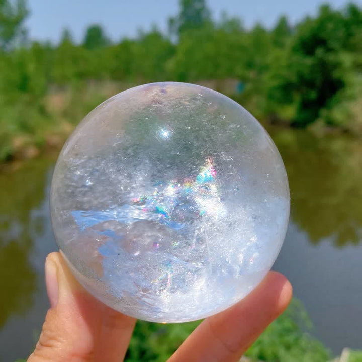 Sphère de cristal de quartz transparent naturel Olivenorma