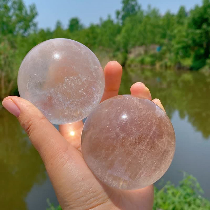 Sphère de cristal de quartz transparent naturel Olivenorma