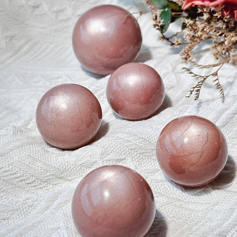 Sphère de cristal de pierre de lune rose naturelle Olivenorma