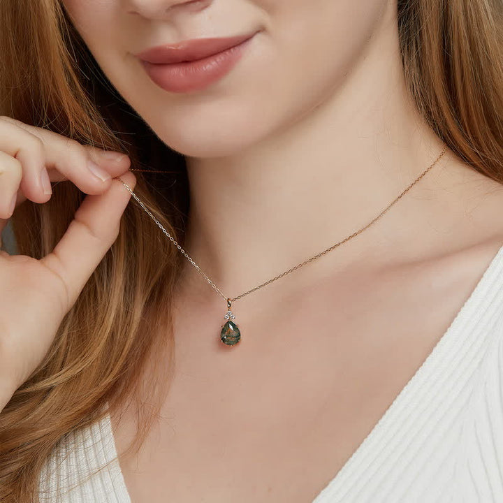 Ensemble de bijoux en argent sterling doré avec goutte d'eau et agate Olivenorma