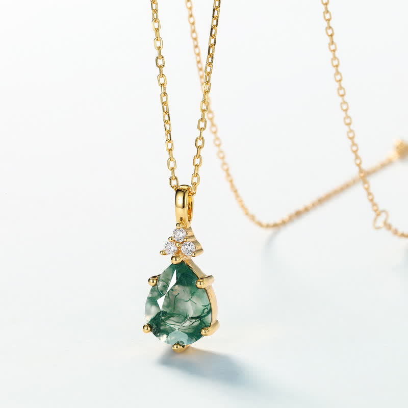 Ensemble de bijoux en argent sterling doré avec goutte d'eau et agate Olivenorma