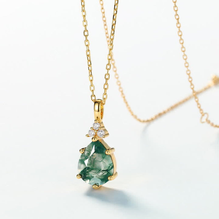 Ensemble de bijoux en argent sterling doré avec goutte d'eau et agate Olivenorma