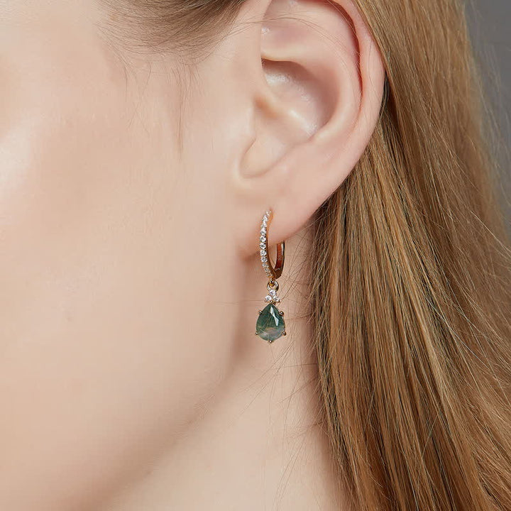 Ensemble de bijoux en argent sterling doré avec goutte d'eau et agate Olivenorma