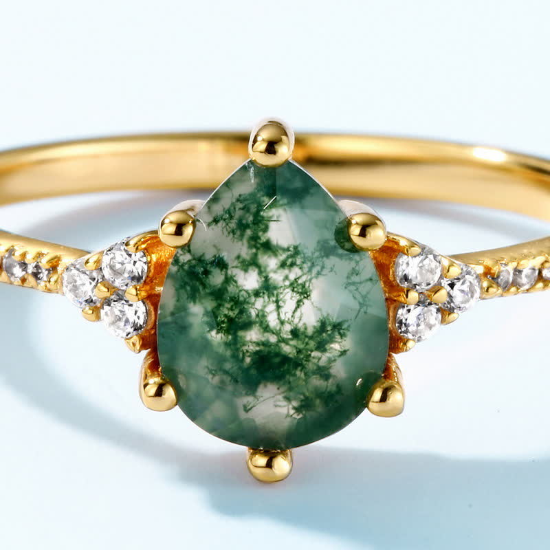 Ensemble de bijoux en argent sterling doré avec goutte d'eau et agate Olivenorma
