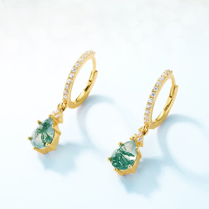 Parure de bijoux Olivenorma en agate mousse dorée et goutte d'eau - image 8