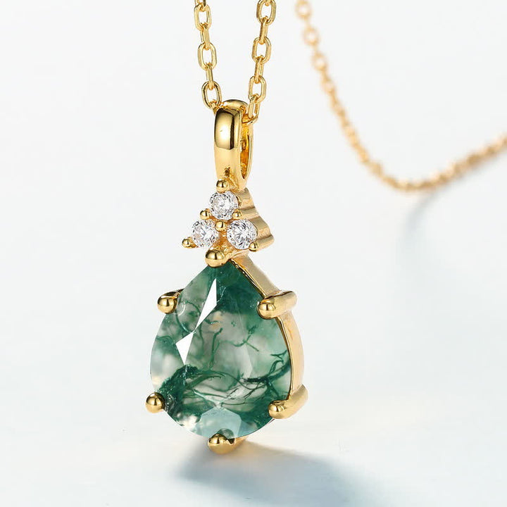 Ensemble de bijoux en argent sterling doré avec goutte d'eau et agate Olivenorma