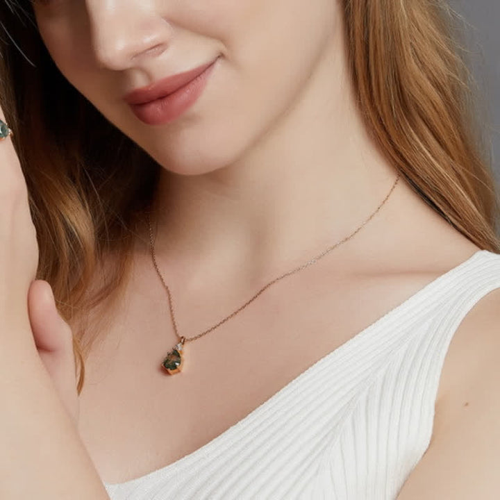 Ensemble de bijoux en argent sterling doré avec goutte d'eau et agate Olivenorma