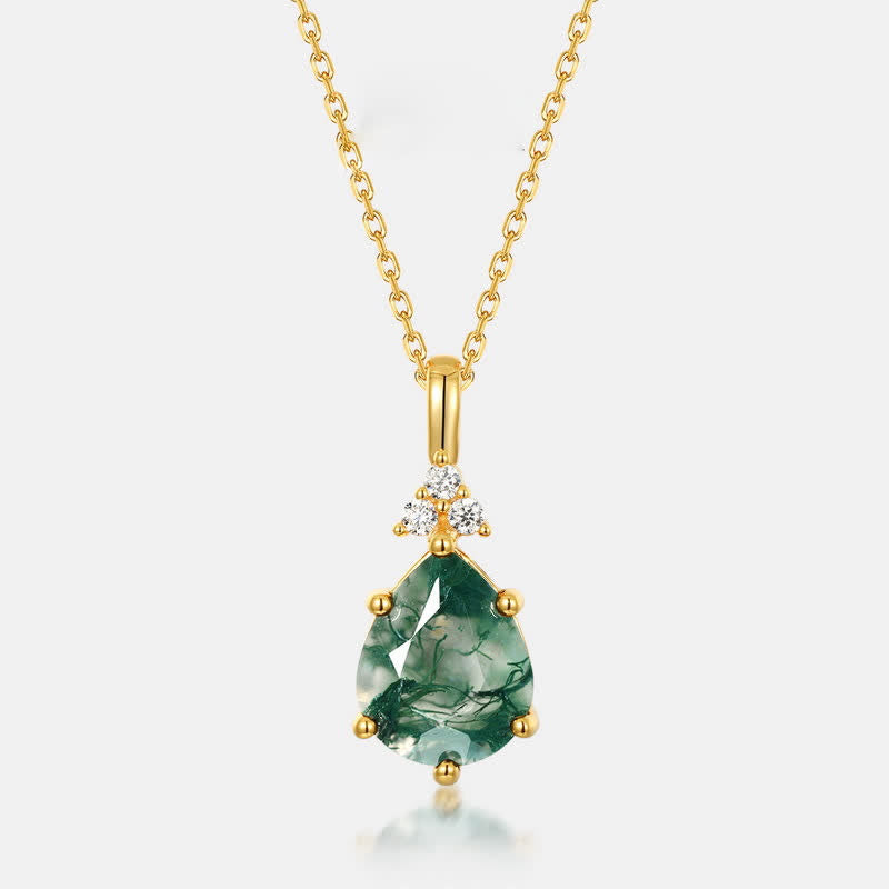 Ensemble de bijoux en argent sterling doré avec goutte d'eau et agate Olivenorma