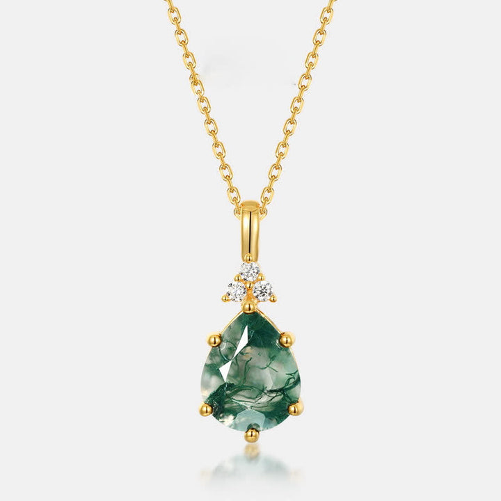 Ensemble de bijoux en argent sterling doré avec goutte d'eau et agate Olivenorma