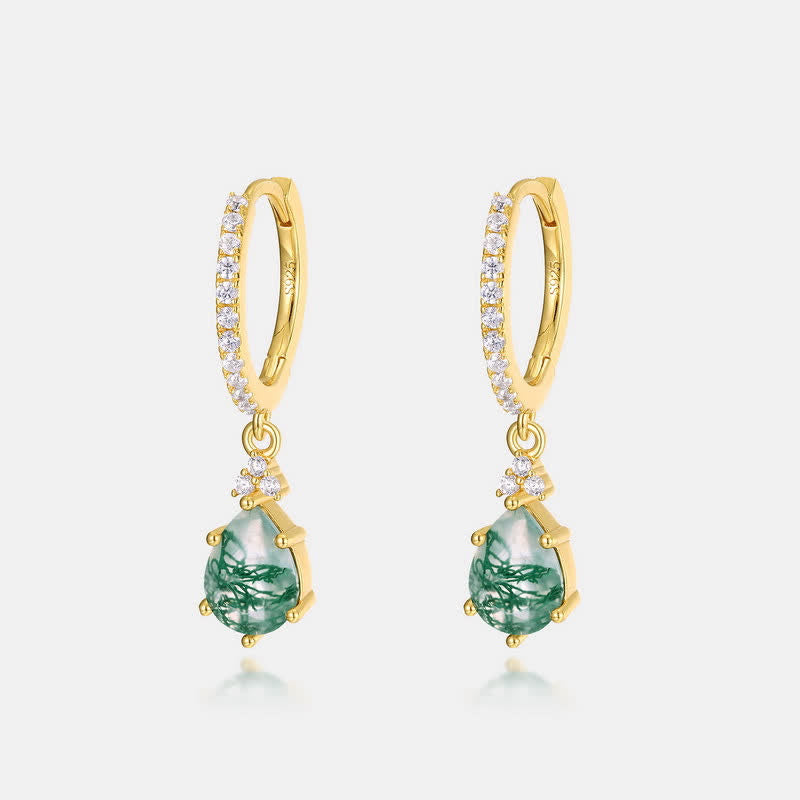Ensemble de bijoux en argent sterling doré avec goutte d'eau et agate Olivenorma