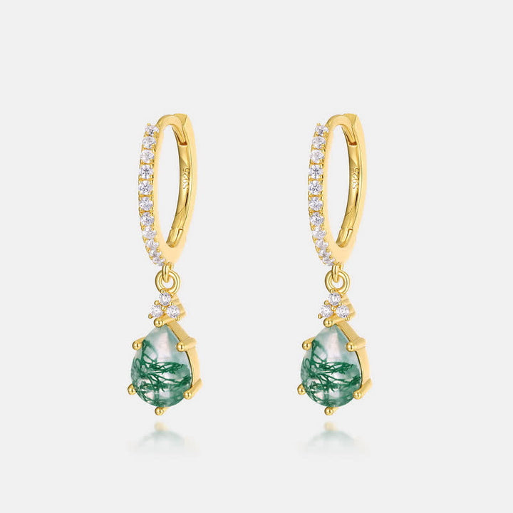 Ensemble de bijoux en argent sterling doré avec goutte d'eau et agate Olivenorma