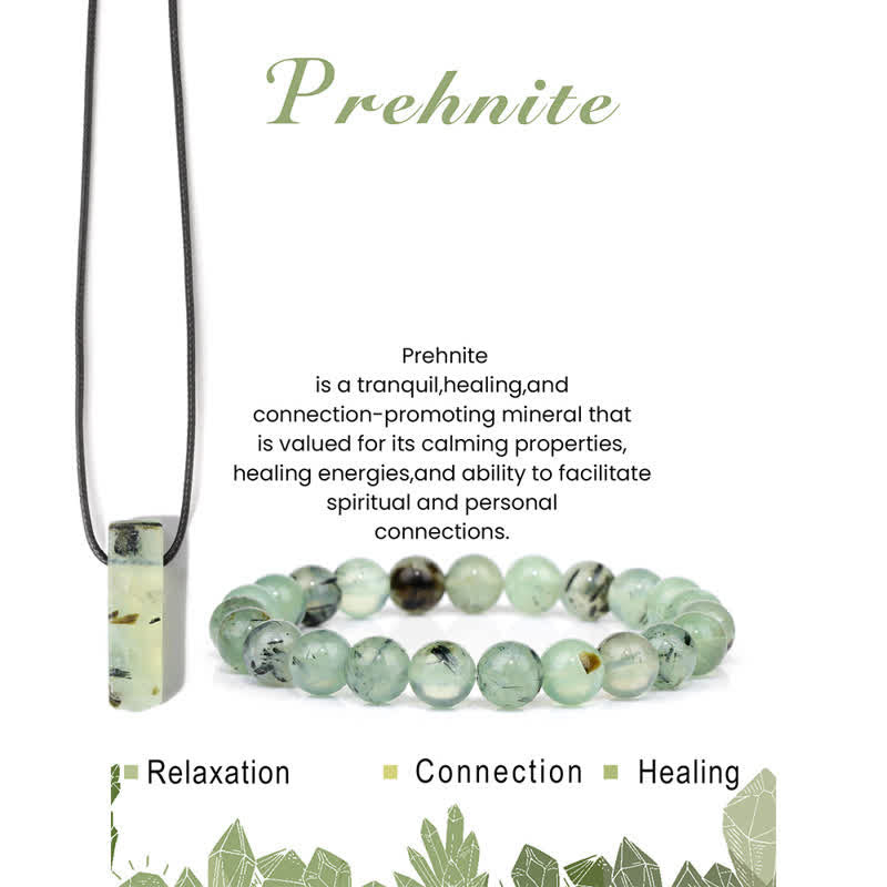Ensemble de bijoux avec pendentif en pierre naturelle et bracelet en perles Olivenorma