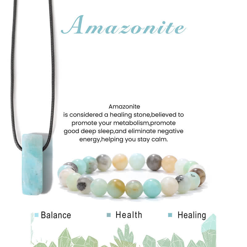 Ensemble de bijoux avec pendentif en pierre naturelle et bracelet en perles Olivenorma