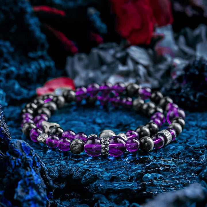 Bracelet en perles d'améthyste naturelle pour homme Olivenorma 